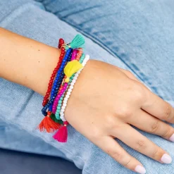 INK + ALLOY Patsy Solid Crystal Stretch Bracelet With Tassel White