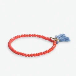 INK + ALLOY Patsy Solid Crystal Stretch Bracelet With Tassel Coral