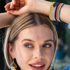 INK + ALLOY Penelope Horizontal Stripe Beaded Stretch Bracelet Rainbow