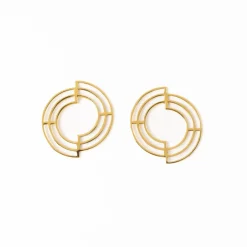 INK + ALLOY Penny Full Circle with Cut Outs Abstract Post Earrings Brass