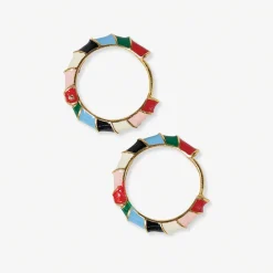 INK + ALLOY Pippa Twisted Colorblock Enamel Hoop Earrings Multi-Color Multi-Color