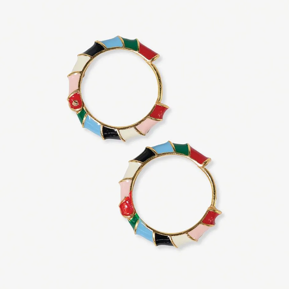 INK + ALLOY Pippa Twisted Colorblock Enamel Hoop Earrings Multi-Color Multi-Color