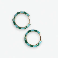 INK + ALLOY Pippa Twisted Colorblock Enamel Hoop Earrings Green/Light Blue Green/Light Blue