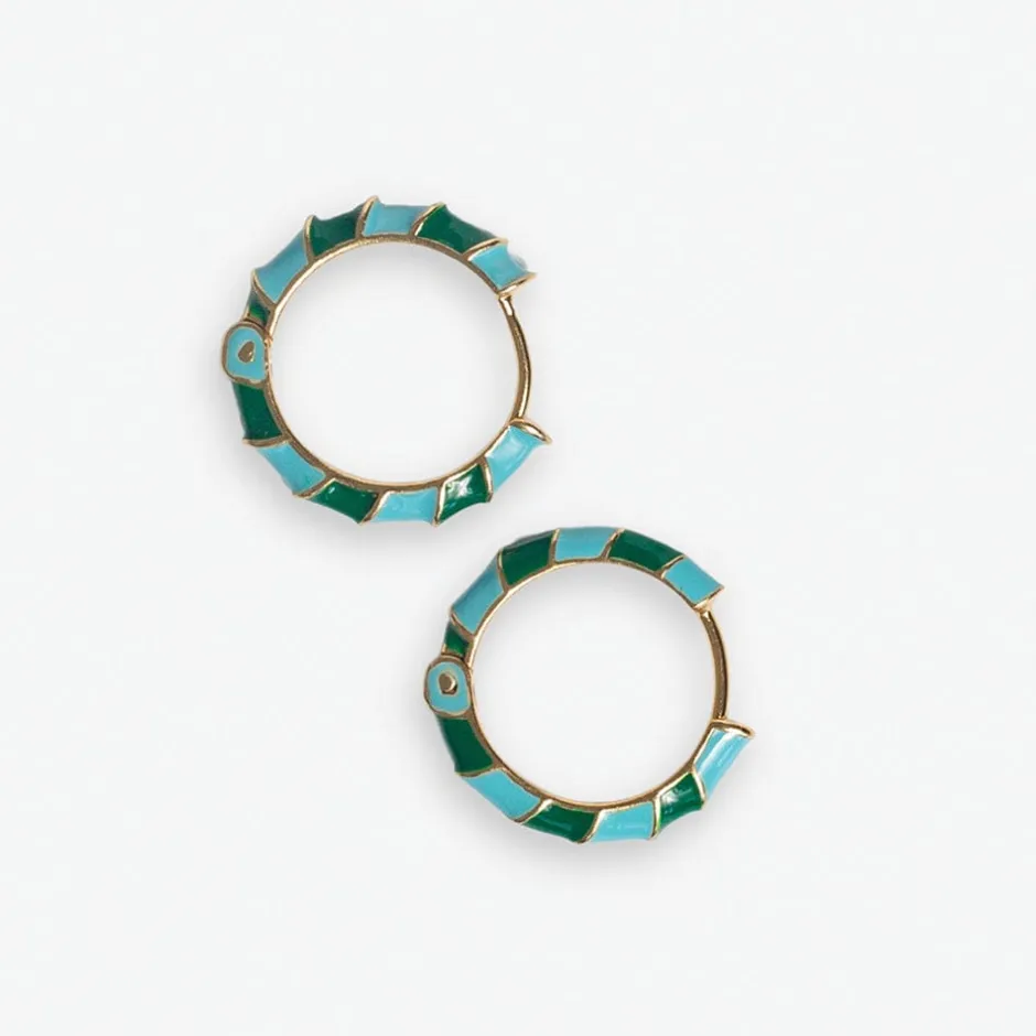 INK + ALLOY Pippa Twisted Colorblock Enamel Hoop Earrings Green/Light Blue Green/Light Blue