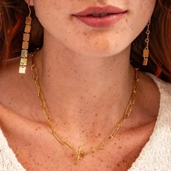 INK + ALLOY Rachel 18K Paperclip Chain Necklace With Toggle Closure 18"