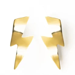 INK + ALLOY Rebecca Lightening Bolt Wavey Earring Brass