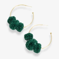 INK + ALLOY Rita Raffia Poms Hoop Earrings Kelly Green