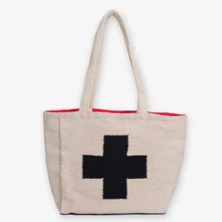 INK + ALLOY Romy Cross Dhurrie Tote Natural/Black