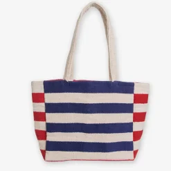 INK + ALLOY Romy Horizontal Striped Dhurrie Tote Royal Blue/Red
