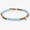 INK + ALLOY Rory Solid Color With Gold And Pearls Small Sequin Stretch Bracelet Light Blue