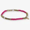 INK + ALLOY Rory Solid Color With Gold And Pearls Small Sequin Stretch Bracelet Hot Pink