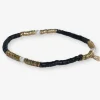 INK + ALLOY Rory Solid Color With Gold And Pearls Small Sequin Stretch Bracelet Black