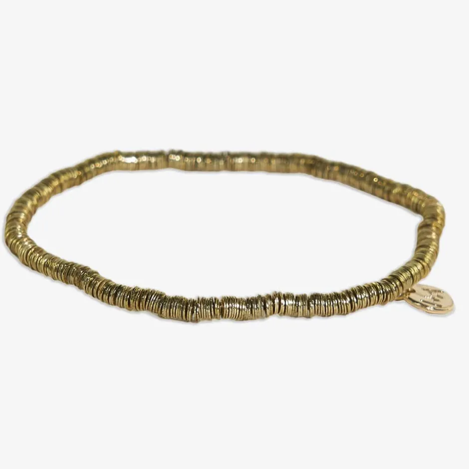 INK + ALLOY Rory Solid Color With Gold And Pearls Small Sequin Stretch Bracelet Gold