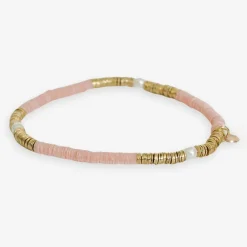 INK + ALLOY Rory Solid Color With Gold And Pearls Small Sequin Stretch Bracelet Blush