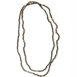 INK + ALLOY Rosemary Thread With Brass Extra Long Necklace Black