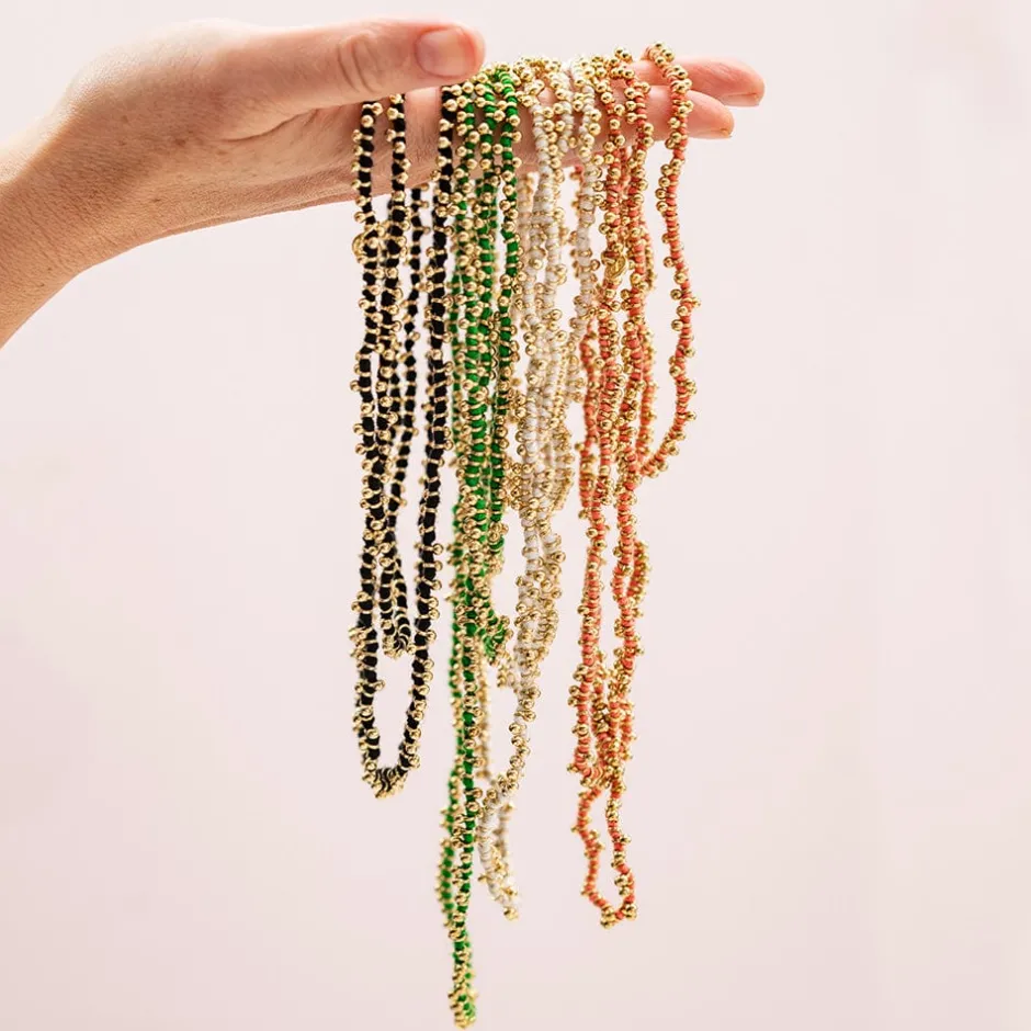INK + ALLOY Rosemary Thread With Brass Extra Long Necklace Black