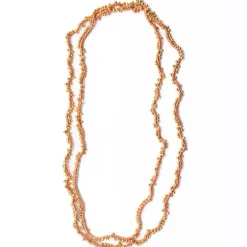 INK + ALLOY Rosemary Thread With Brass Extra Long Necklace Coral