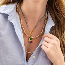 INK + ALLOY Rosemary Thread With Brass Extra Long Necklace White