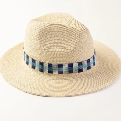 INK + ALLOY Ryan Gingham Beaded Hatband Blue