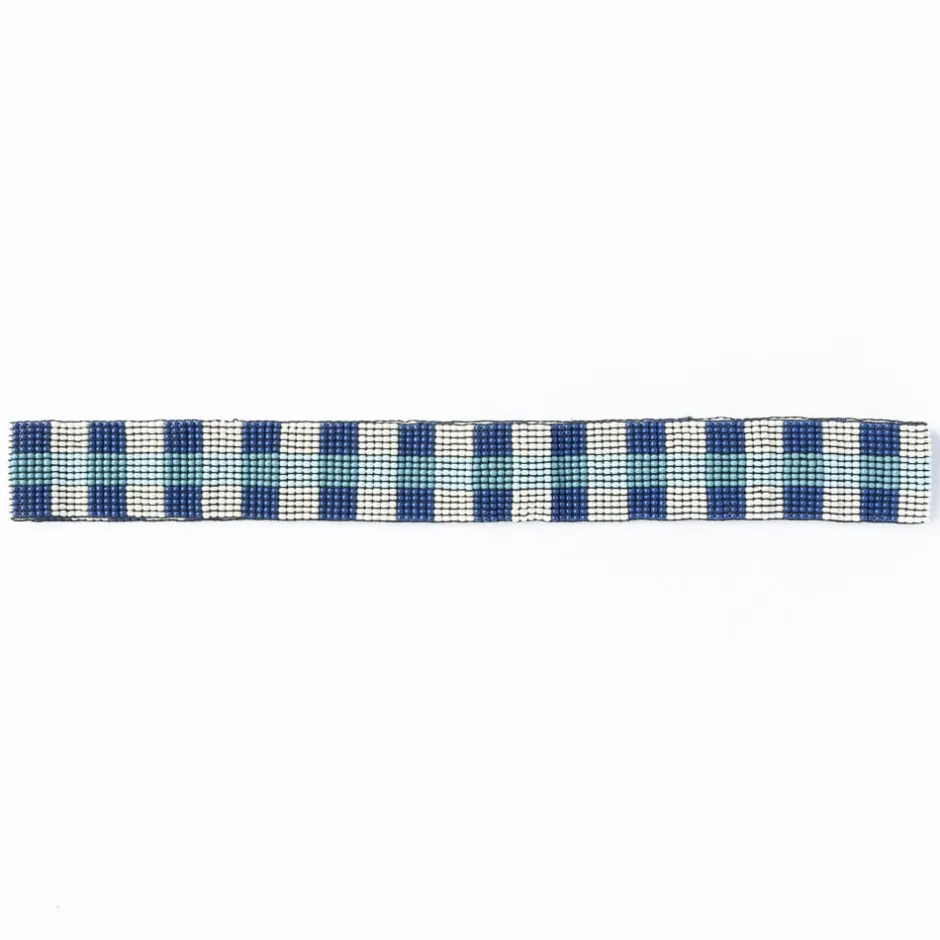 INK + ALLOY Ryan Gingham Beaded Hatband Blue