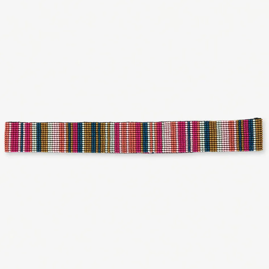 INK + ALLOY Ryan Striped Beaded Stretch Hatband Bright Rainbow