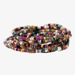 INK + ALLOY Sage Color Block Beaded 10 Strand Stretch Bracelets Jewel Tone