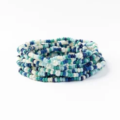 INK + ALLOY Sage Confetti Beaded 10 Strand Stretch Bracelets Blue
