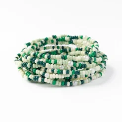 INK + ALLOY Sage Confetti Beaded 10 Strand Stretch Bracelets Green