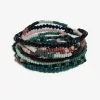 INK + ALLOY Sage Mixed Stripe Beaded 10 Strand Stretch Bracelets Desert