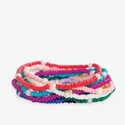 INK + ALLOY Sage Solid With Pearls 10 Strand Stretch Bracelet Set Rainbow