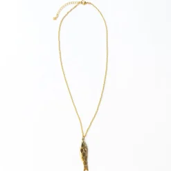 INK + ALLOY Sally Fish Dimensional Necklace Brass