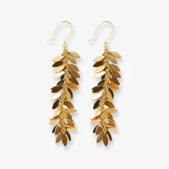 INK + ALLOY Samantha Leaf Cluster Long Dangle Earrings Brass