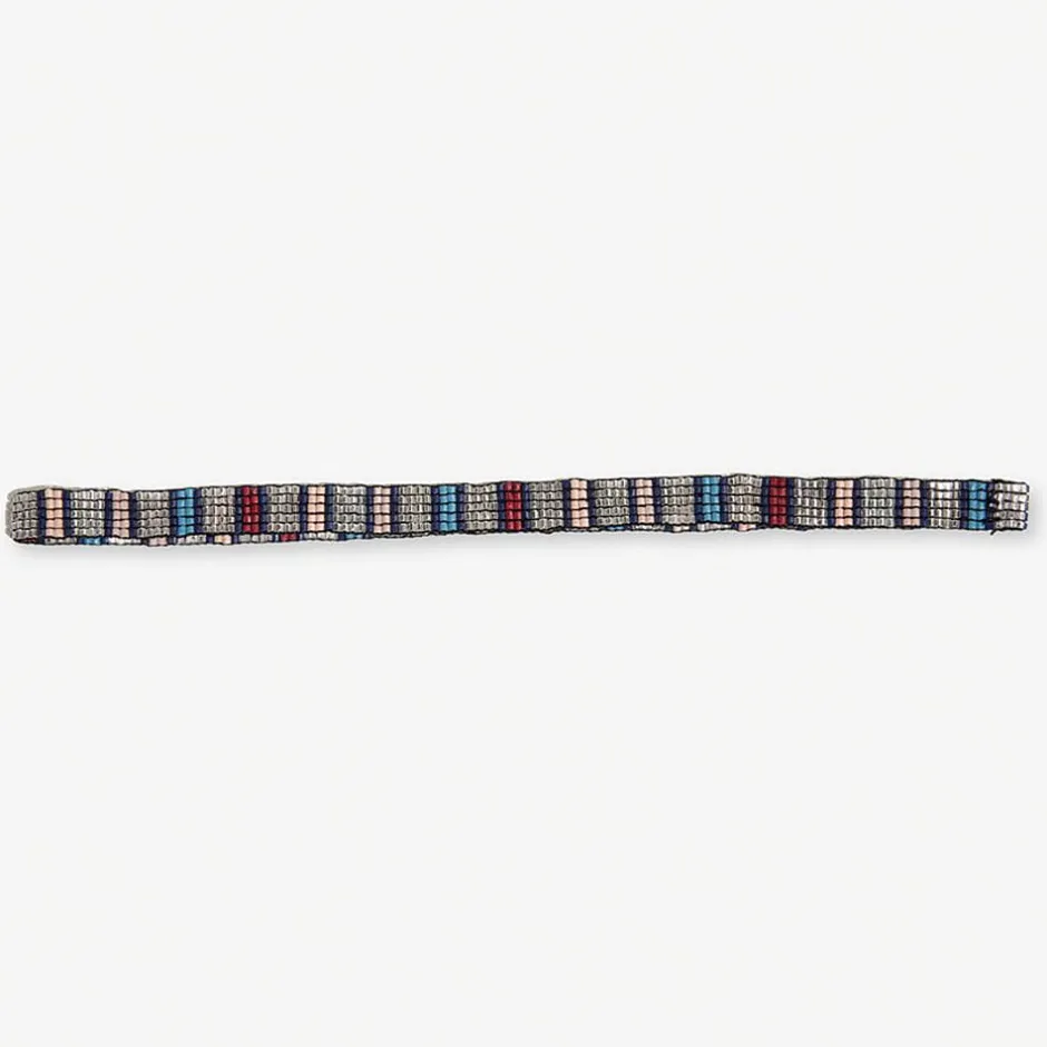 INK + ALLOY Sarah Vertical Colorblock Luxe Stretch Hatband Navy + Silver
