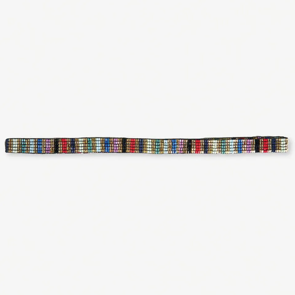 INK + ALLOY Sarah Vertical Stripes Beaded Stretch Hat Band Multicolor
