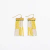 INK + ALLOY Scout Rectangle Hanger Blocks With Stripes Beaded Fringe Earrings Lemon