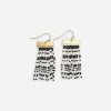 INK + ALLOY Scout Rectangle Hanger Mixed Horizontal Stripes Beaded Fringe Earrings Black and White