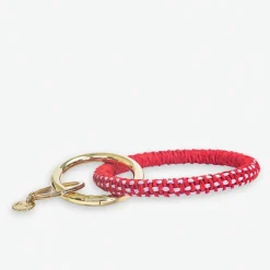 INK + ALLOY Shannon Two Color Woven Raffia Key Ring Bracelet Light Lavender/Poppy
