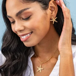 INK + ALLOY Sienna Starfish Post Earrings Brass