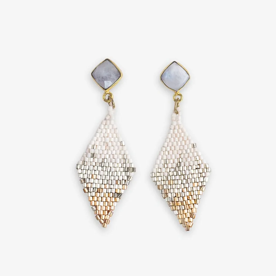 INK + ALLOY Sky Small Diamond Drop with Semi-Precious Stone Post Earrings St. Moritz
