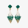 INK + ALLOY Sky Small Diamond Drop with Semi-Precious Stone Post Earrings Emerald Green