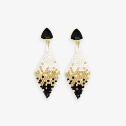 INK + ALLOY Sky Small Diamond Drop with Semi-Precious Stone Post Earrings Black