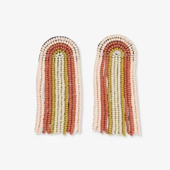 INK + ALLOY Skylar Rainbow Stripe Beaded Fringe Earrings Desert