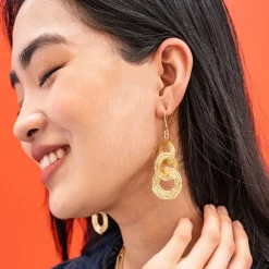 INK + ALLOY Sloane Spiral Interlinking Circles Drop Earrings Brass