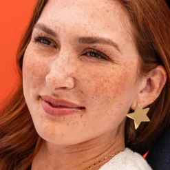 INK + ALLOY Star Large Post Earrings Brass