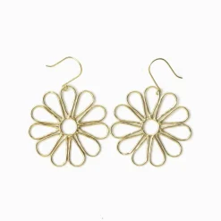 INK + ALLOY Stella Big Daisy Dangle Earrings Brass