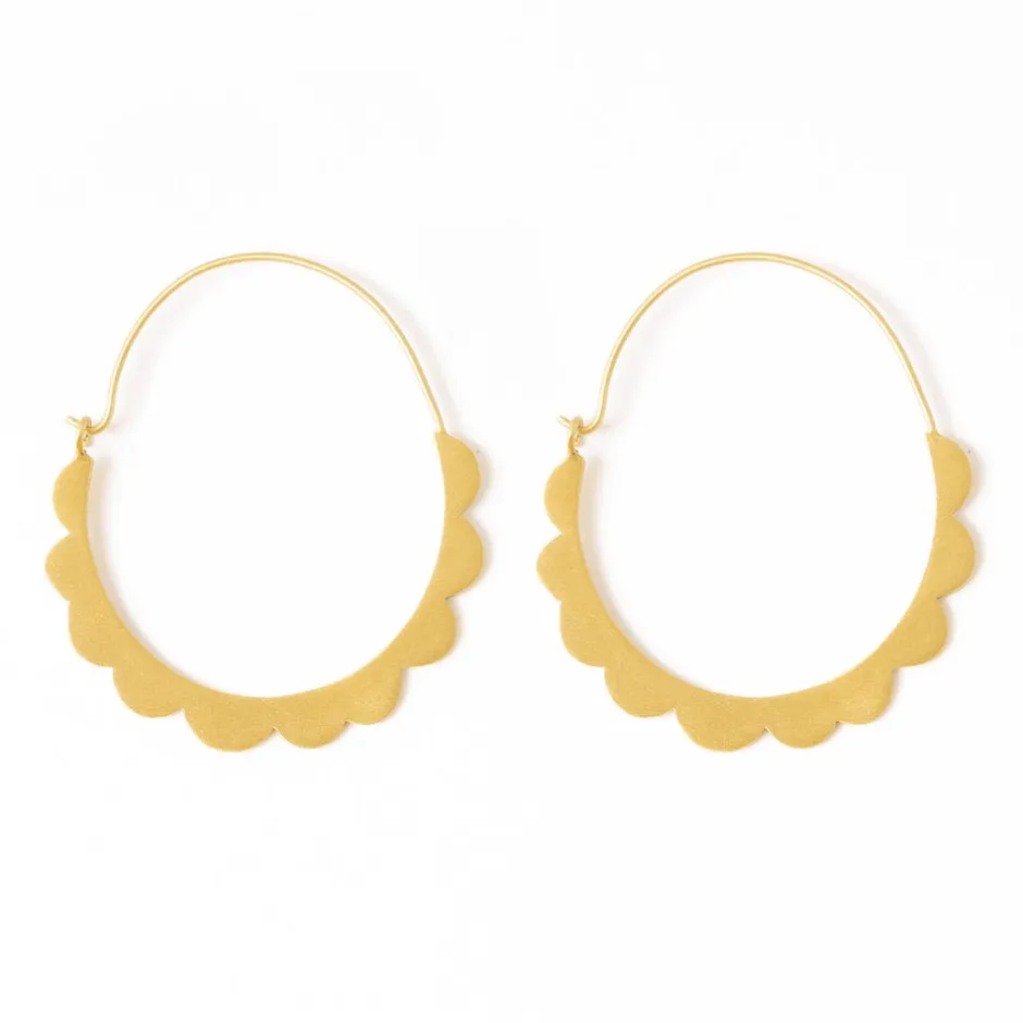 INK + ALLOY Stephanie Scallop Wrapped Hoop Brass