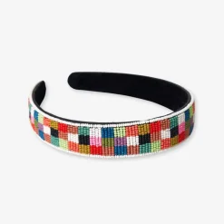 INK + ALLOY Stevie Checked Beaded Headband Multicolor