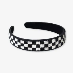 INK + ALLOY Stevie Checked Beaded Headband Black