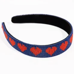 INK + ALLOY Stevie Hearts Beaded Headband Navy