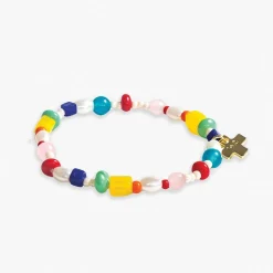 INK + ALLOY Sydney Mixed Beads And Stones Stretch Bracelet Rainbow